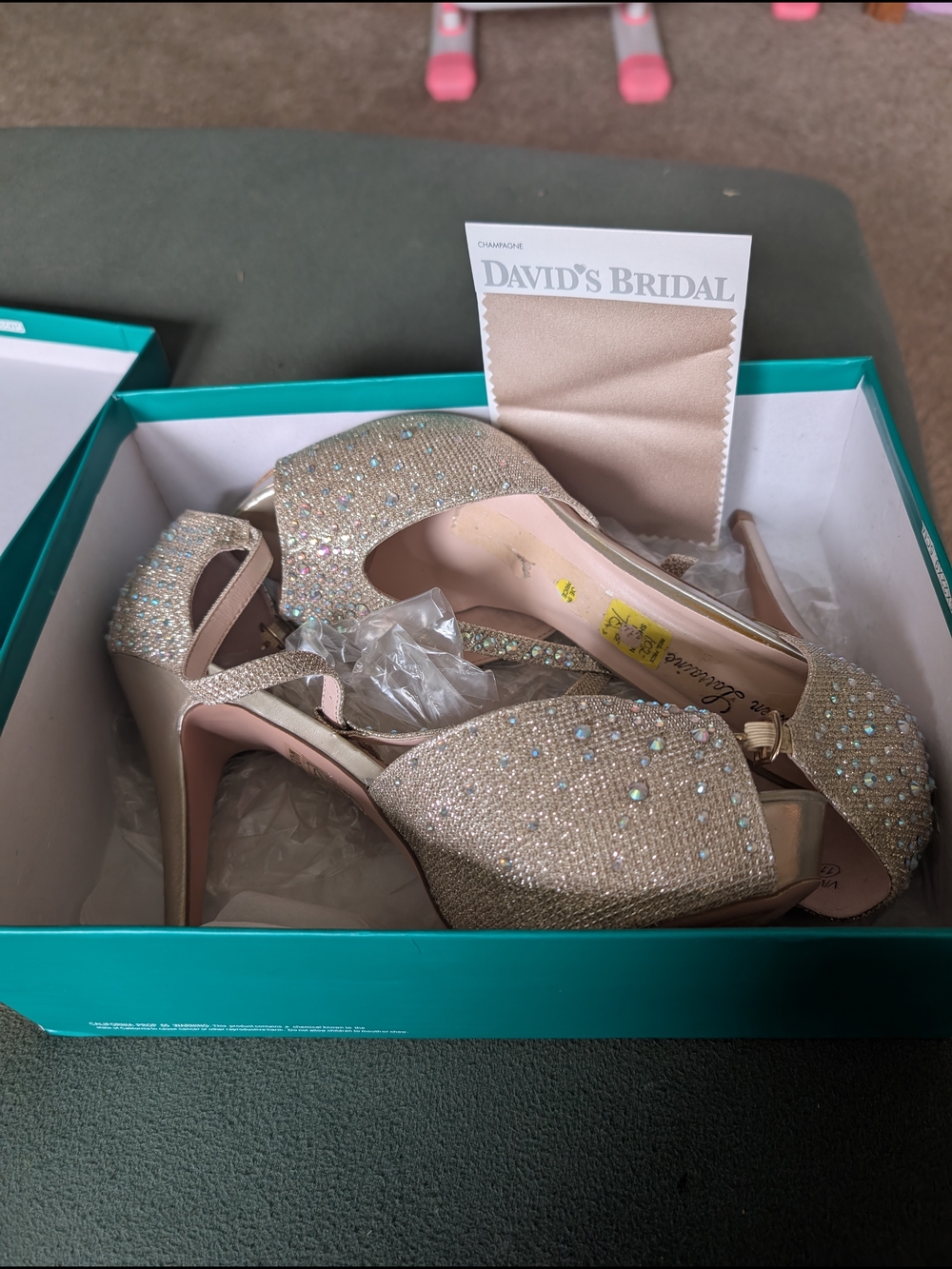 Lauren Lorraine Vivian Nude Sparkle T-Strap High Heels Shoes US 11 Medium - Picture 3 of 8
